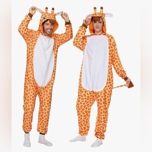 Spooktacular Unisex Adult Giraffe Pajama Plush Jumpsuit Costume Size Medium